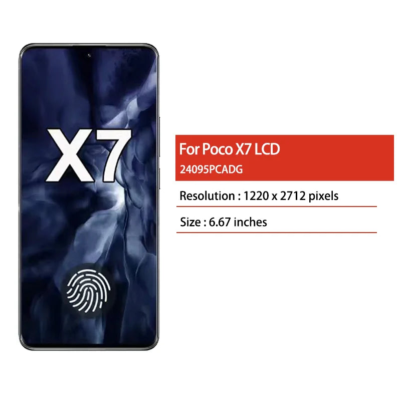 24095PCADG Display Screen For POCO X7 Display for Xiaomi POCO X7 LCD Display Digital Touch Screen with Frame Assembly Oppo phone repair parts Realme phone repair parts