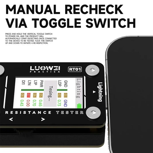 LUOWEI LW-RT01 Tail Insertion Tester for Mobile Phone Type-C Lighting Dock Connector Charging Port Automatic Detection Tool Professional Repair Tools