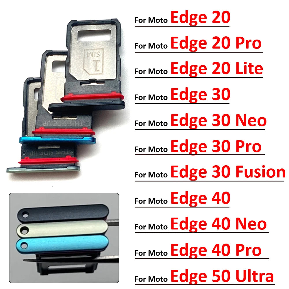 SIM Card Tray Slot Holder Adapter Accessories For Motorola Moto Edge 20 30 40 50 Pro Neo Fusion Lite Ultra Motorola phone repair parts