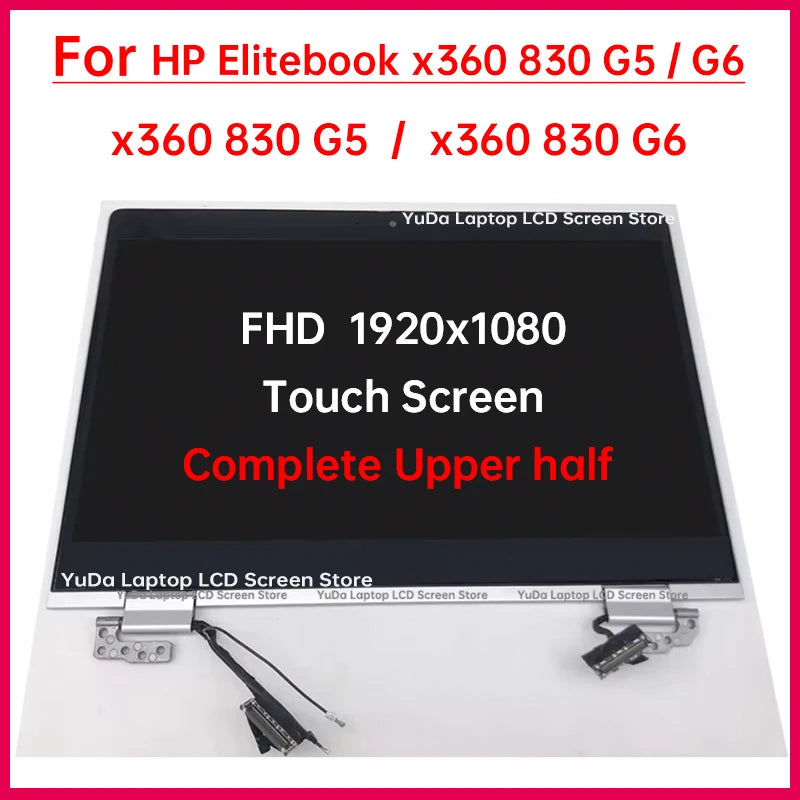 13.3 Inch Laptop LCD Touch Screen For HP Elitebook x360 830 G5 830 G6 Display Complete assembly Replacement Upper half 1920x1080 Lenovo laptop repair parts