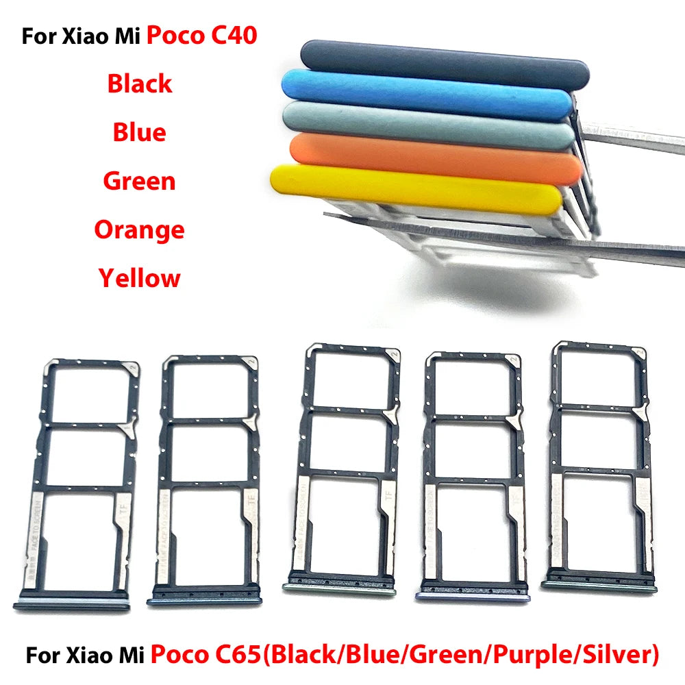 New SIM Card Slot SD Card Tray Holder Adapter For Xiaomi Poco C40 C65 C75 Repair Parts  Xiaomi  Xiao mi phone repair parts