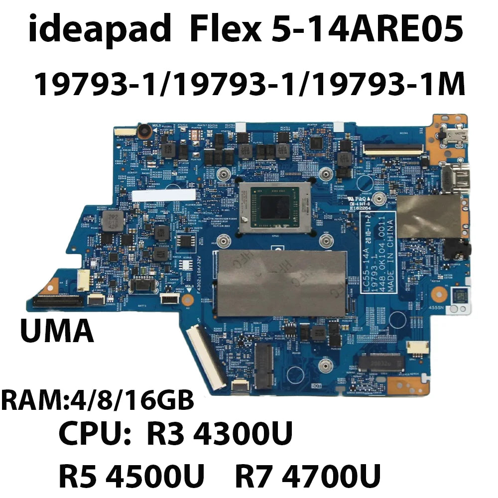 Laptop Motherboard For Lenovo Ideapad Flex 5-14ARE05 19793-1/19793-1/19793-1M  CPU:R3 4300U R5 4500U FRU: 5B20S44388 5B20S44391 Lenovo laptop repair parts