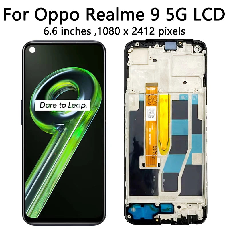 AMOLED For OPPO Realme 9 Realme9 4G/5G RMX3521 RMX3474 LCD Display Touch Screen Digitizer Assembly With Frame Oppo phone repair parts Realme phone repair parts