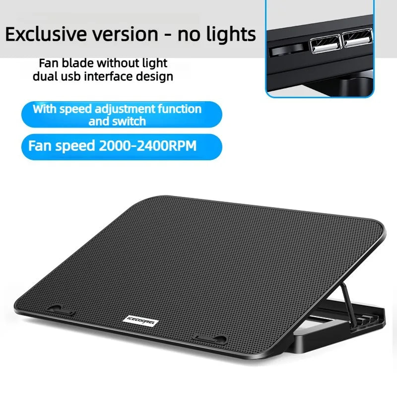 Dual USB 4000RPM 14"-17.3" 12quiet fans Ice Notebook laptop Gaming Cooling Stand Foldable Variable speed Cooler LED Light Fan