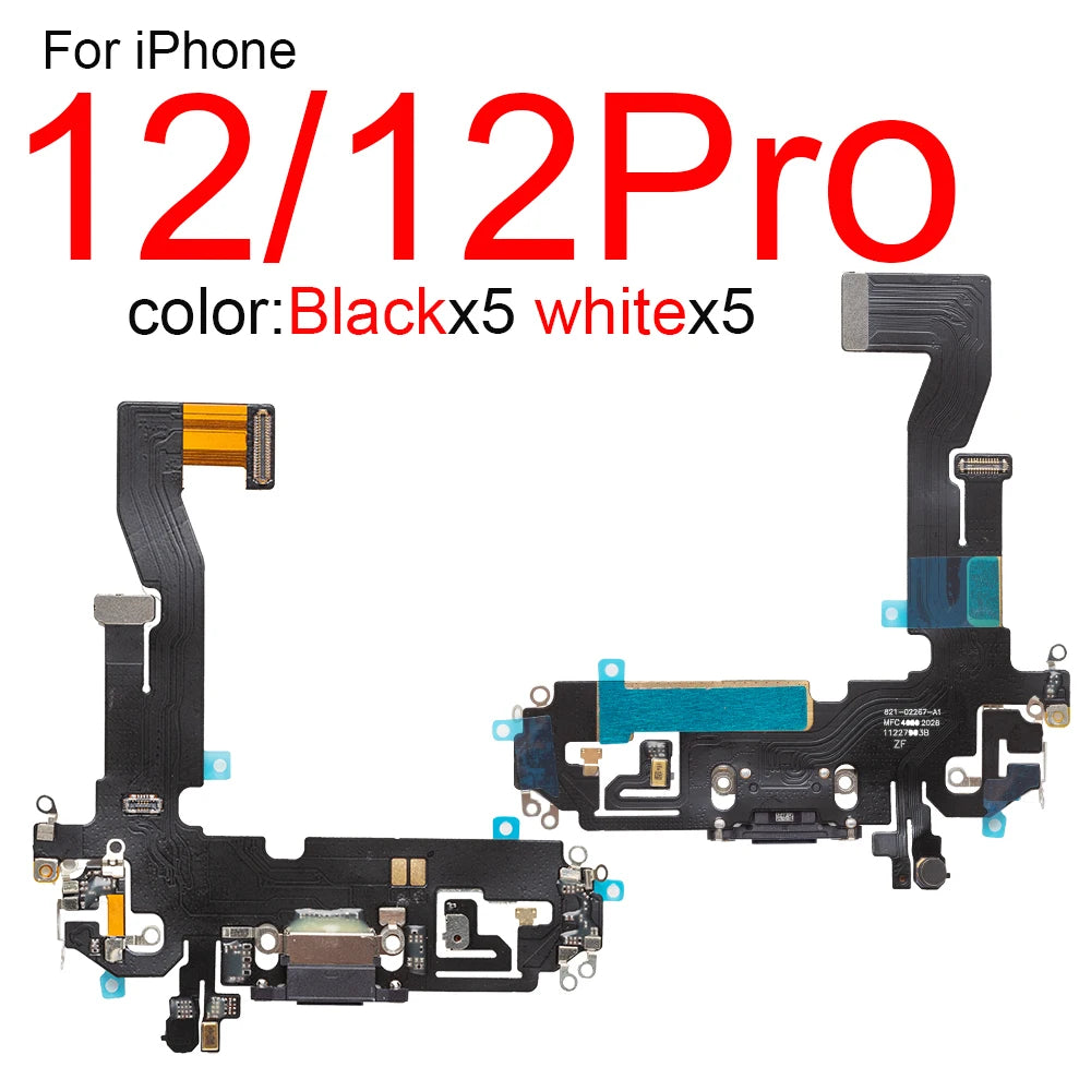10pcs/lot Charging Port Flex Cable for iPhone 15 Plus 14 Pro Max 13 Mini 12 USB Charger Dock Connector With Microphone Ribbon Re iPhone phone repair parts