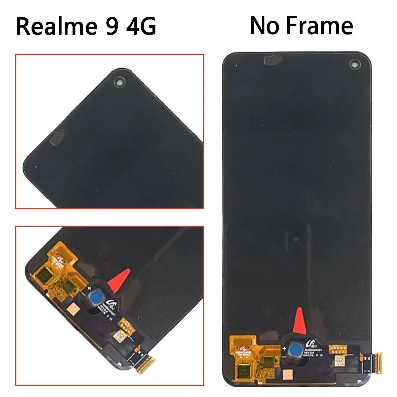 AMOLED For OPPO Realme 9 Realme9 4G/5G RMX3521 RMX3474 LCD Display Touch Screen Digitizer Assembly With Frame Oppo phone repair parts Realme phone repair parts