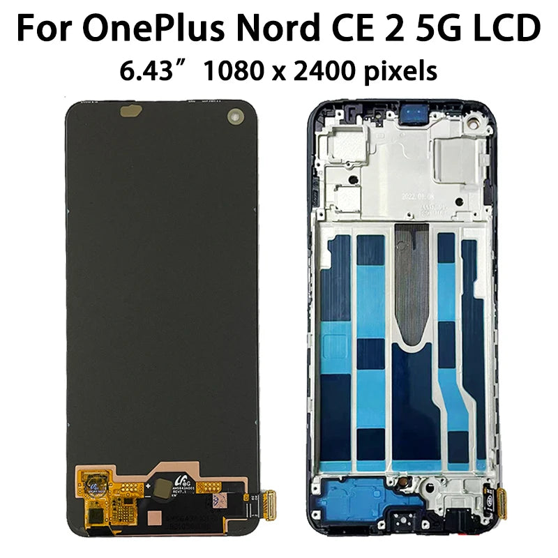 6.43"New AMOLED For OnePlus Nord CE 2 5G LCD Screen Display+Touch Panel Digitizer For OnePlus Nord CE2 5G IV2201 Display  OnePlus phone repair parts
