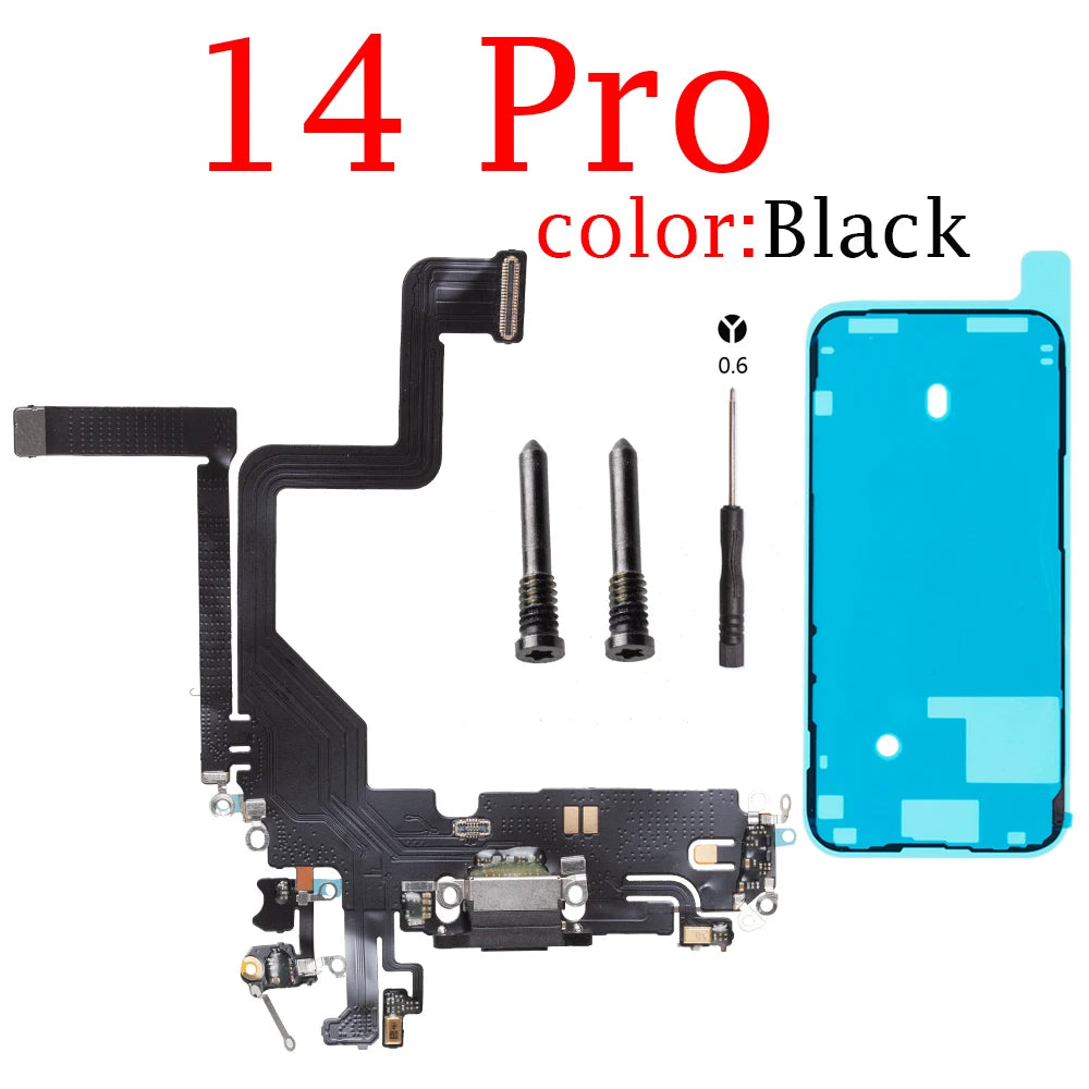 Charging USB Port Flex For iPhone 11 14 Pro Max 12 13Pro Charging Port Dock Connector Flex Cable With MicroPhone Jack Flex Cable iPhone phone repair parts