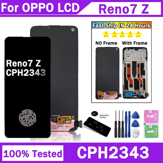 6.43"Super Amoled For Oppo Reno7 Z Reno 7Z Reno7Z 5G CPH2343 LCD Display With Frame Touch Screen Digitizer Assembly Oppo phone repair parts Realme phone repair parts