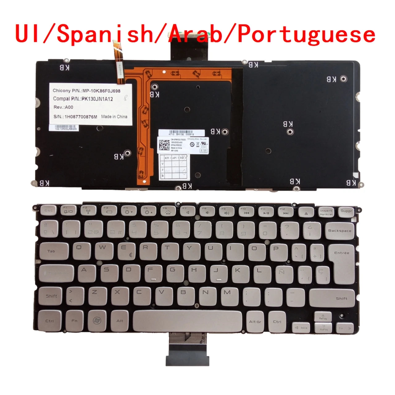 New UI Spanish Arab Portuguese Laptop Backlit Keyboard For Dell XPS 14Z L412z 15z L511z L512Z P24G Notebook PC ReplacementDell laptop repair parts