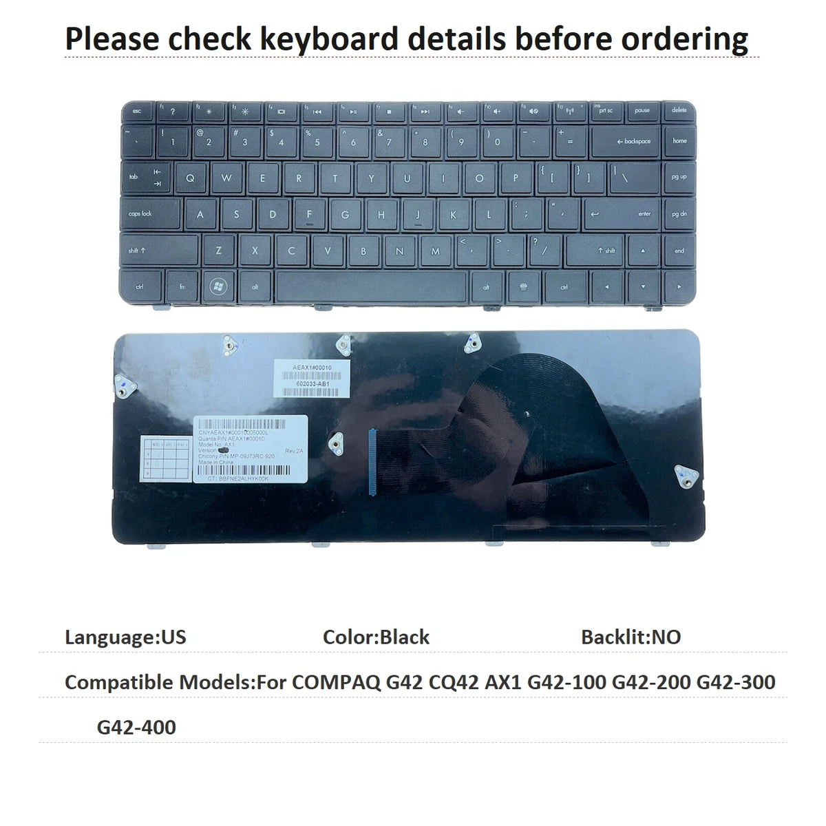 New US Russian Spanish Brazil Language  Keyboard For HP COMPAQ G42 CQ42 AX1 G42-100 G42-200 G42-300 G42-400 HP laptop repair parts