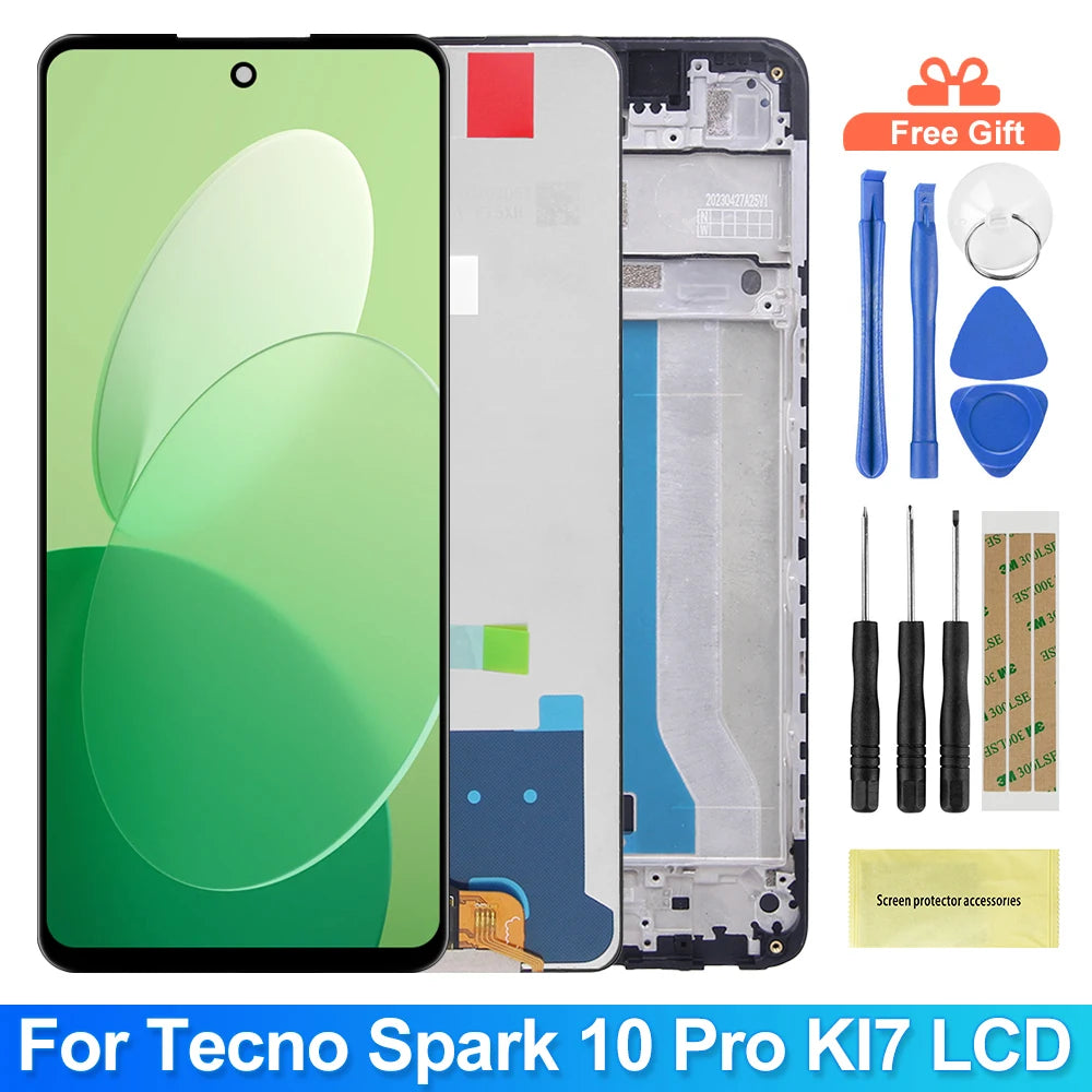 KI7 Lcd For Tecno Spark 10 Pro Display Touch Screen Digitizer Panel Assembly Ki7 lcd screen Replacement Parts TECNO phone repair parts