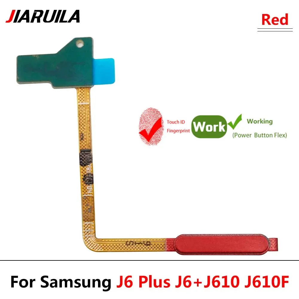 10Pcs/Lot, Home Button FingerPrint Touch ID Sensor Power Flex Cable Ribbon For Samsung J6 Plus J6+ J6plus J610 J610F Samsung phone repair parts