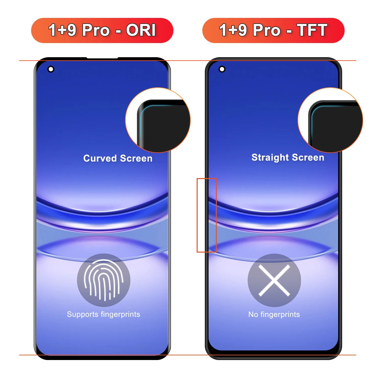For OnePlus 9 Pro 1+9Pro LE2121 LE2125 LE2123 LE2120 LCD Touch Screen Display Digitizer Assembly Replacement 100% Tested Oneplus phone repair parts