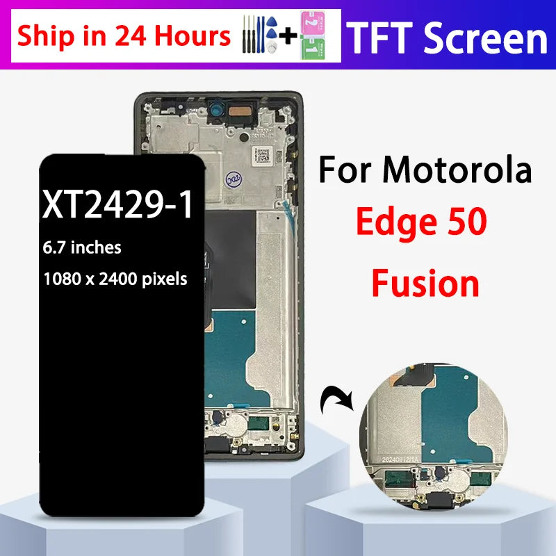 New TFT Edge50 Fusion Display for Motorola Moto Edge 50 Fusion LCD Touch Screen Digitizer XT2429-1 LCD Display Replacement Motorola phone repair parts