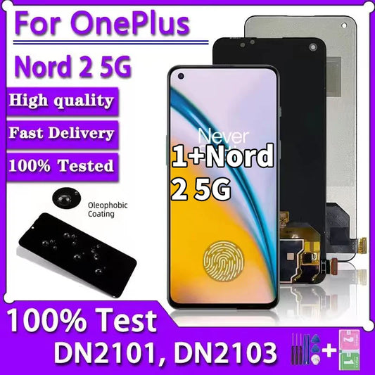 6.43"New AMOLED For OnePlus Nord 2 5G LCD Display Touch Screen Digitizer Panel Assembly Nord2 5G DN2101 DN2103 Display  OnePlus phone repair parts