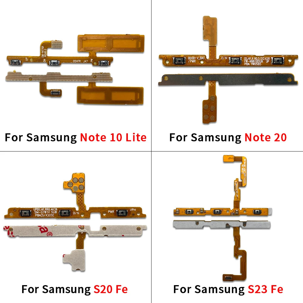 10Pcs, Volume Button Power Switch On Off Button Flex Cable For Samsung Note 10 Plus Lite Note 20 Ultra S20 S21 S23 Fe Samsung phone repair parts