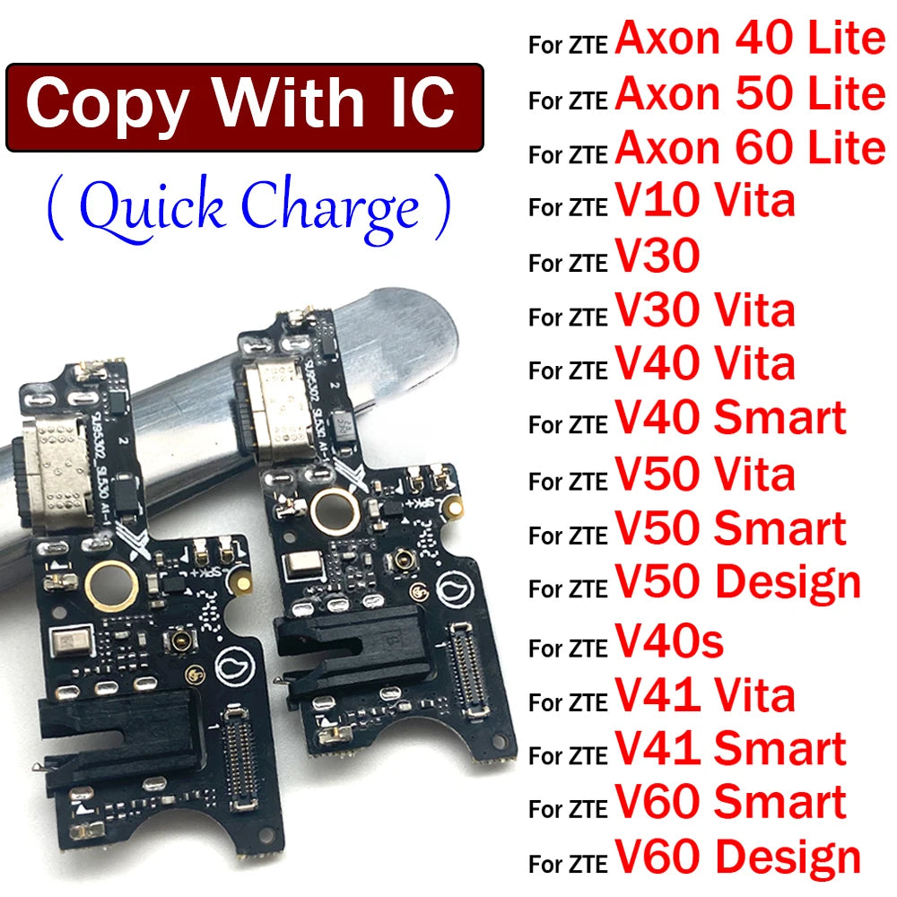 USB Charger Charging Dock Port Connector Flex Cable For ZTE V10 V30 V40 V50 V40s V41 V60 Vita Smart Design Axon 40 50 60 Lite ZTE phone repair parts