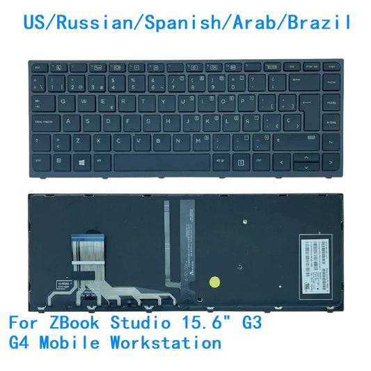 New US Russian Spanish Arab Brazil Language  Backlit Keyboard For HP ZBook Studio 15.6" G3 G4 Mobile Workstation (Not  HP laptop repair parts