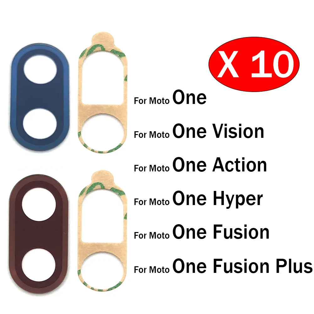 10Pcs,  Camera Glass Lens Back Rear Camera Glass Lens For Motorola Moto One Hyper Fusion Plus Action Vision With Adhesive Motorola phone repair parts