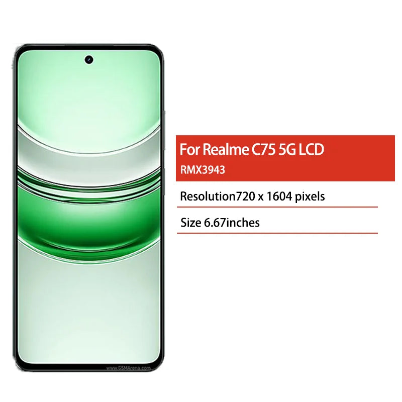 6.67“IPS 120Hz for Realme C75 5G RMX3943 Lcd Display Touch Screen Digitizer Assembly C75 Display with Frame Oppo phone repair parts Realme phone repair parts