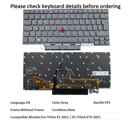 New UK Language  Backlit Keyboard For Lenovo Thinkpad YOGA X1 2021 / X1 YOGA 6TH 2021 Notebook PC Replacement Keyboard Lenovo laptop repair parts