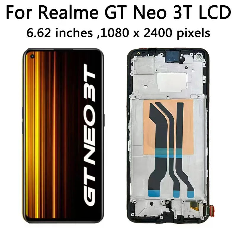 6.62"New AMOLED For OPPO Realme GT Neo 3T RMX3372 RMX3371 LCD Display Touch Screen Digitizer For Realme GT Neo3T Display Frame  Oppo phone repair parts
