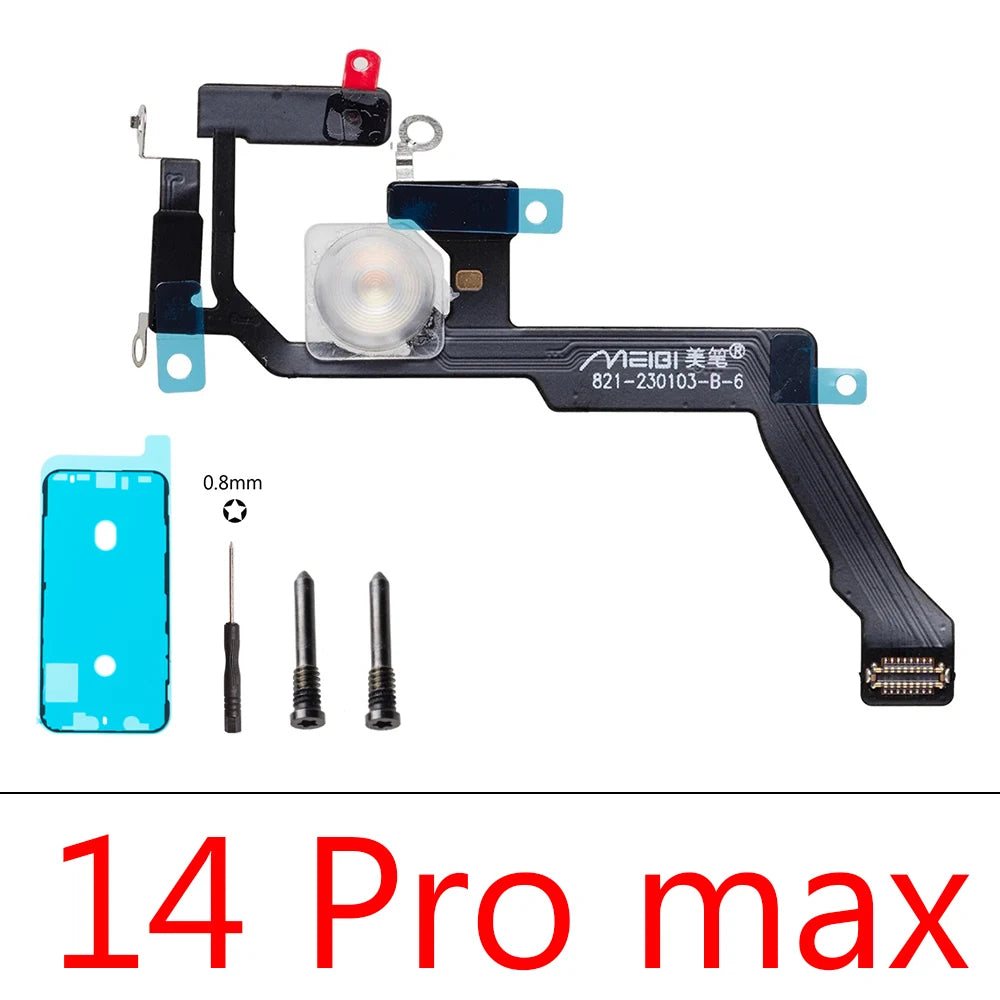 1set LED Flash Flex Cable For iPhone 16 Plus 15 Pro Max 14 13 Mini Proximity LED Light Sensor Ambient Flashlight iPhone phone repair parts