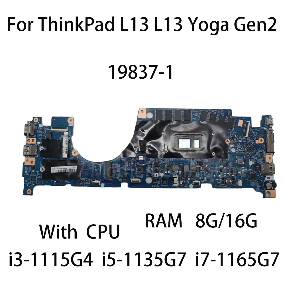 Laptop Motherboard For Lenovo ThinkPad L13 Gen 2 L13 Yoga Gen 2 19837-1 With CPU i5-1135G7 i7-1165G7 RAM 8G 16G 5B21K85690 Lenovo laptop repair parts