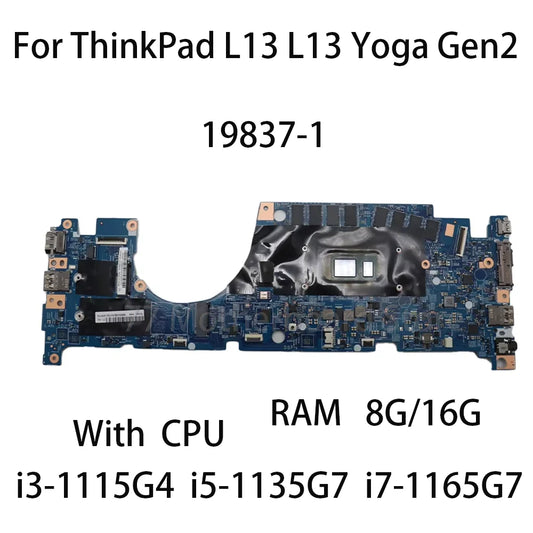 Laptop Motherboard For Lenovo ThinkPad L13 Gen 2 L13 Yoga Gen 2 19837-1 With CPU i5-1135G7 i7-1165G7 RAM 8G 16G 5B21K85690 Lenovo laptop repair parts