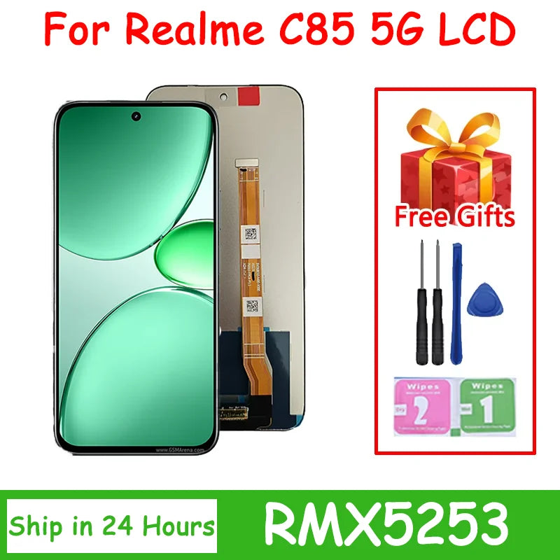 6.8“ Tested For Realme C85 5G LCD Display Screen Touch Panel Digitizer RMX5253 Display Screen With Frame Oppo phone repair parts Realme phone repair parts