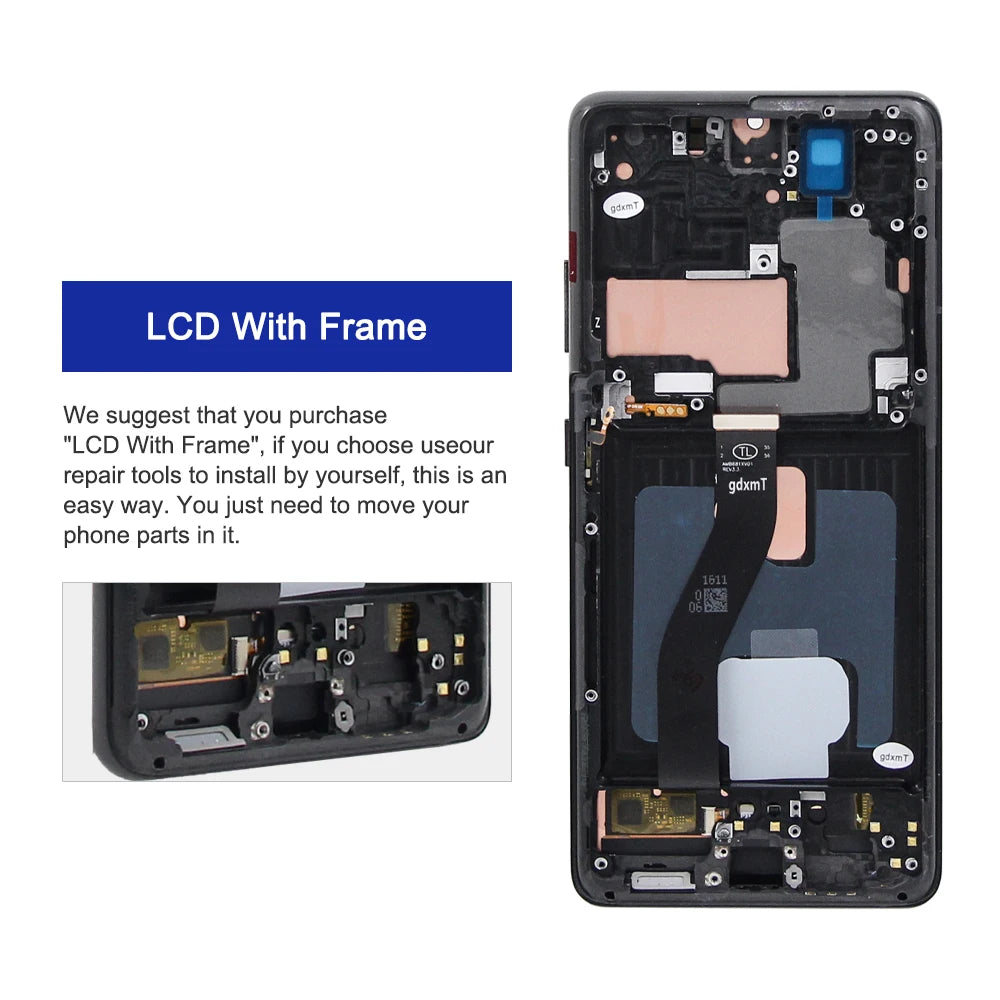 AMOLED S21 Ultra Screen Assembly for Samsung Galaxy S21 Ultra 5G G998B G998B/DS Lcd Display Touch Screen with Fingerprints Samsung phone repair parts