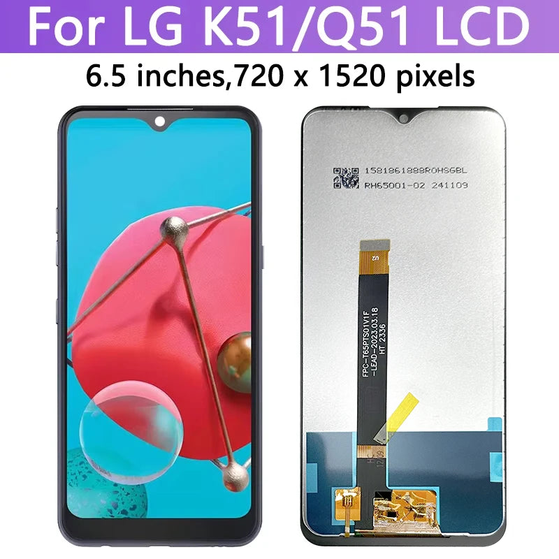 6.5"OEM For LG K51 K500 K500UM LCD Display Touch Screen Digitizer Assembly For LG Q51 LM-Q510N Display Frame LG phone repair parts