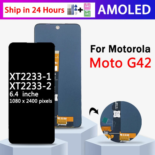 6.4"Super AMOLED For Motorola Moto G42 XT2233-1 Display LCD Touch Panel Screen Digitizer XT2233-2 Display With Frame Motorola phone repair parts
