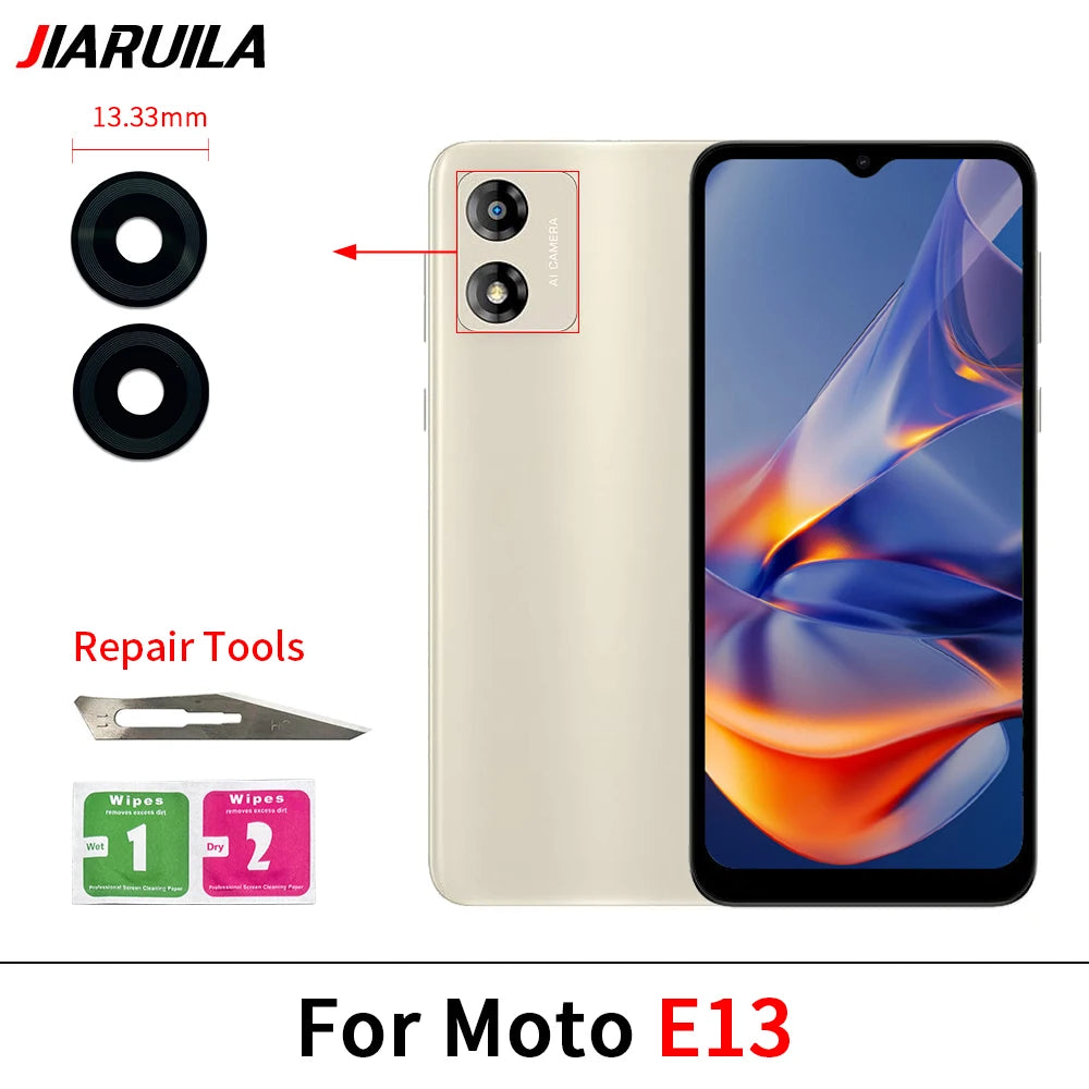 Back Rear Camera Glass Lens For Moto E4 E7 E6 E6s E5 E7i Plus Play Power E20 E30 E40 E22 E32 E13 E22i With Adhesive Motorola phone repair parts