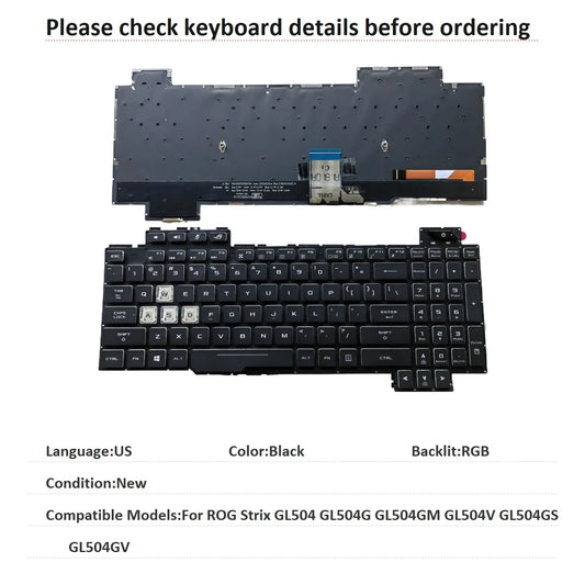New US Language  RGB Backlit Keyboard For ASUS ROG Strix GL504 GL504G GL504GM GL504V GL504GS GL504GV Replacement Keyboard ASUS laptop repair parts