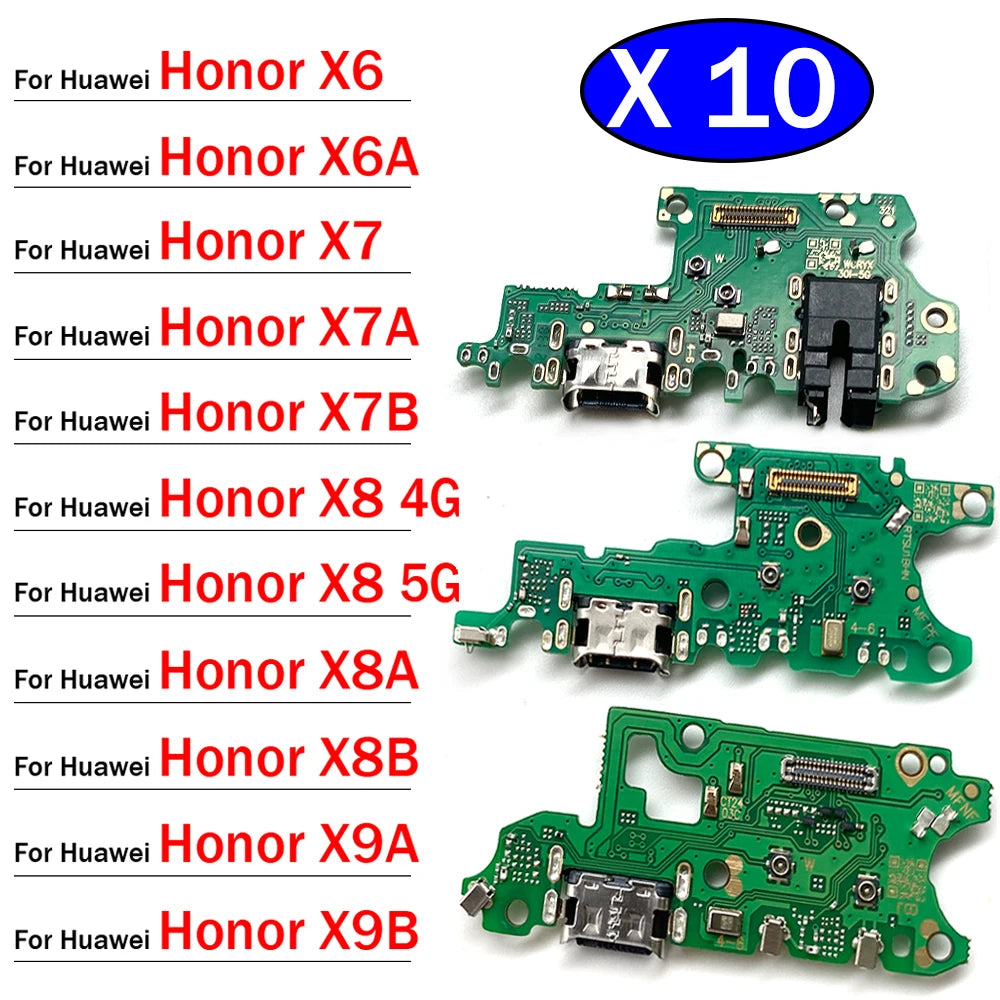 10Pcs, USB Charge Port Jack Dock Connector Charging Board Flex Cable For Huawei Honor X6 X6A X7 X7A X7B X8 X8A X8B X9A X9B 4G 5G Huawei phone repair parts