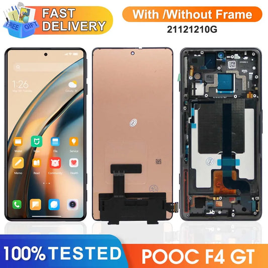 Poco F4 GT Display Screen Replacement, for Xiaomi Poco F4 GT 21121210G Lcd Display Touch Screen with Frame Digitizer Assembly Xiaomi phone repair parts