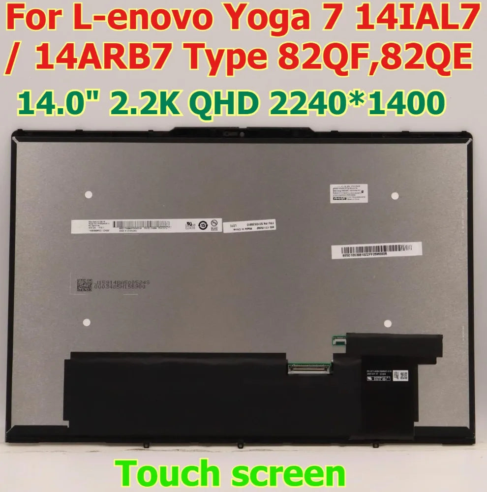 14.0 Lcd Touch screen Module For Lenovo Yoga 7 14IAL7 7-14ARB7 2.2K 2.8K OLED Display Digitizer Assembly 5D10S39811 5D10S39812