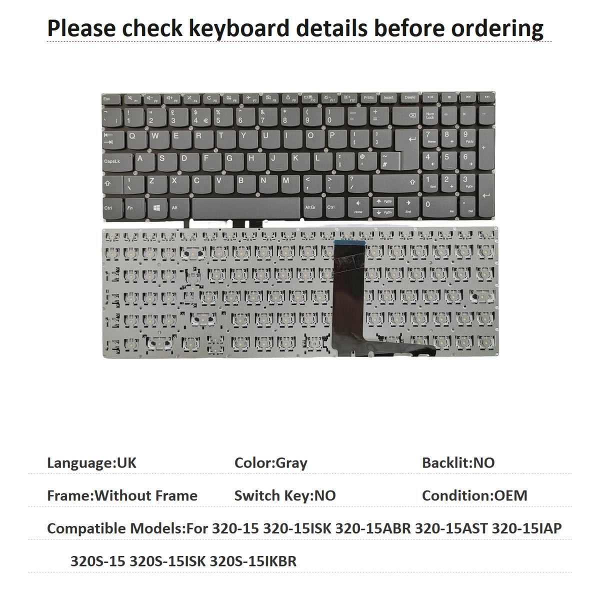 New US Russian UK Language  Keyboard For Lenovo 320-15 320-15ISK 320-15ABR 320-15AST 320-15IAP 320S-15 320S-15ISK 320S-15IKBR Lenovo laptop repair parts