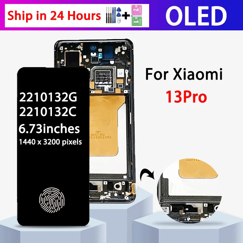 2210132G, 2210132C Premium Lcd for Xiaomi 13 Pro Display Touch Screen Digitizer Panel Assembly For MI 13 Pro Lcd With Frame Xiaomi phone repair parts