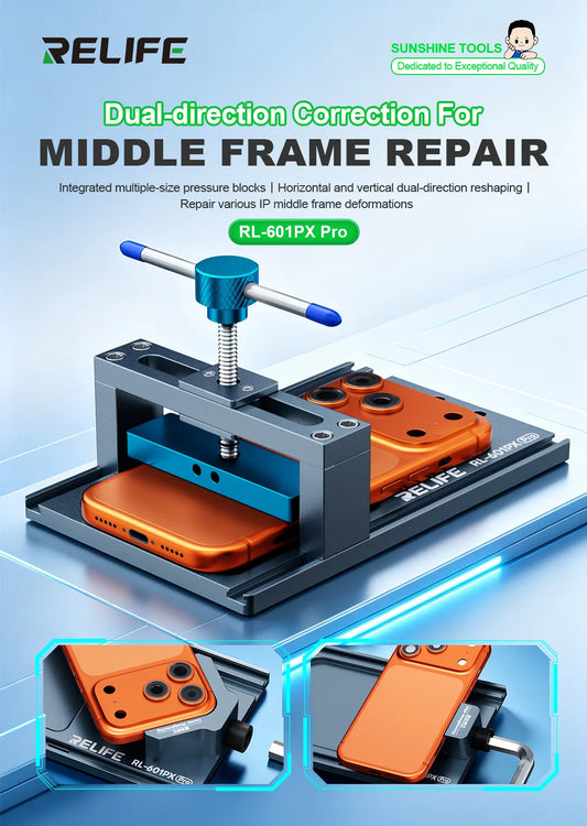 RELIFE RL-601PX Pro Multifunctional Phone Frame Straightener Tool for IP Rounded Corner Repair,Removable Clamp Repair Fixture Professional Repair Tools