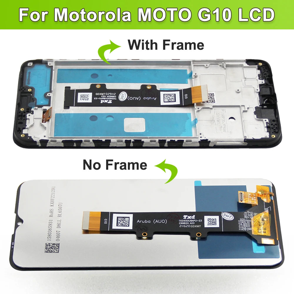 6.5" for Motorola Moto G10 XT2127-2 Lcd Display Digital Touch Screen Assembly for Moto G10 with Frame LCD Screen Replacement Motorola phone repair parts