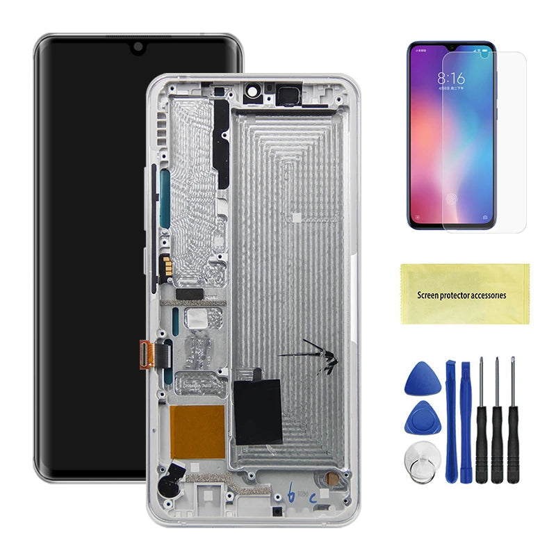 Super AMOLED for Xiaomi Mi Note 10 Lite Lcd Display Digital Touch Screen With Frame for Mi Note 10 Lite M2002F4LG M1910F4G Xiaomi phone repair parts