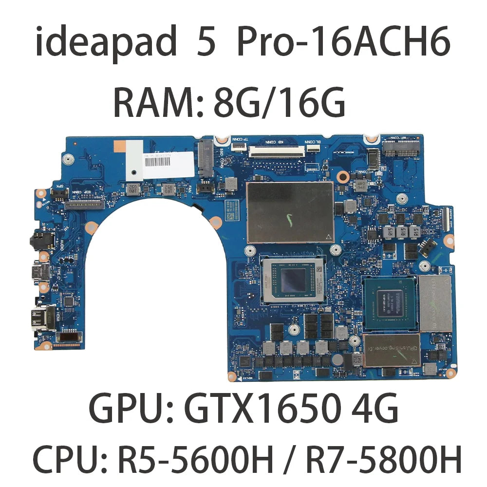 Laptop Motherboard For Lenovo IdeaPad 5 Pro-16ACH6 With CPU R5-5600H R7-5800H 8G/16G GPU GTX1650 4G 5B21C22571 5B21C22570 Lenovo laptop repair parts