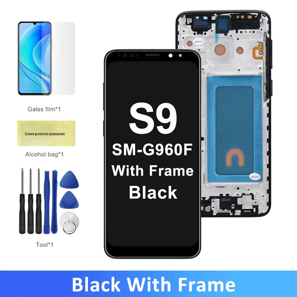 100% Tested Display For Samsung Galaxy S9 LCD With Digitizer Touch Screen Assembly SM-G960FD S9 G960 LCD with Frame Replacement Samsung phone repair parts