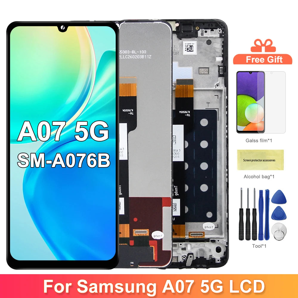 6.7"For Samsung A07 5G SM-A076B SM-A076B/DS A076 LCD Display Digital Touch Screen with Frame For Samsung A07 5G Replacement Part Samsung phone repair parts