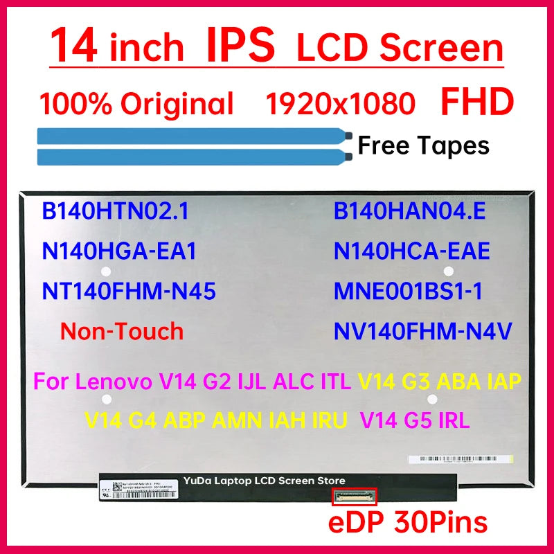 14" LCD Screen For Lenovo V14 G2 IJL ALC ITL V14 G3 ABA IAP V14 G4 ABP AMN IAH IRU V14 G5 IRL Display Matrix Panel Replacement Lenovo laptop repair parts
