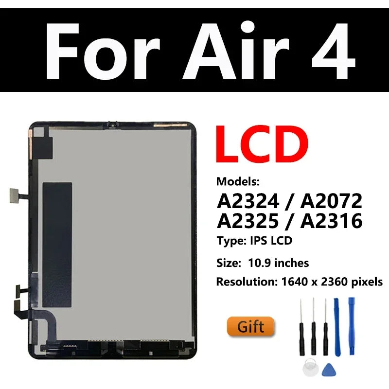 OEM LCD For Apple iPad Air 1 2 3 4 5 2019 2020 2022 A2324 A2123 A2591 A2072 A2152 Touch Screen Display Assembly Replacement  iPad repair parts