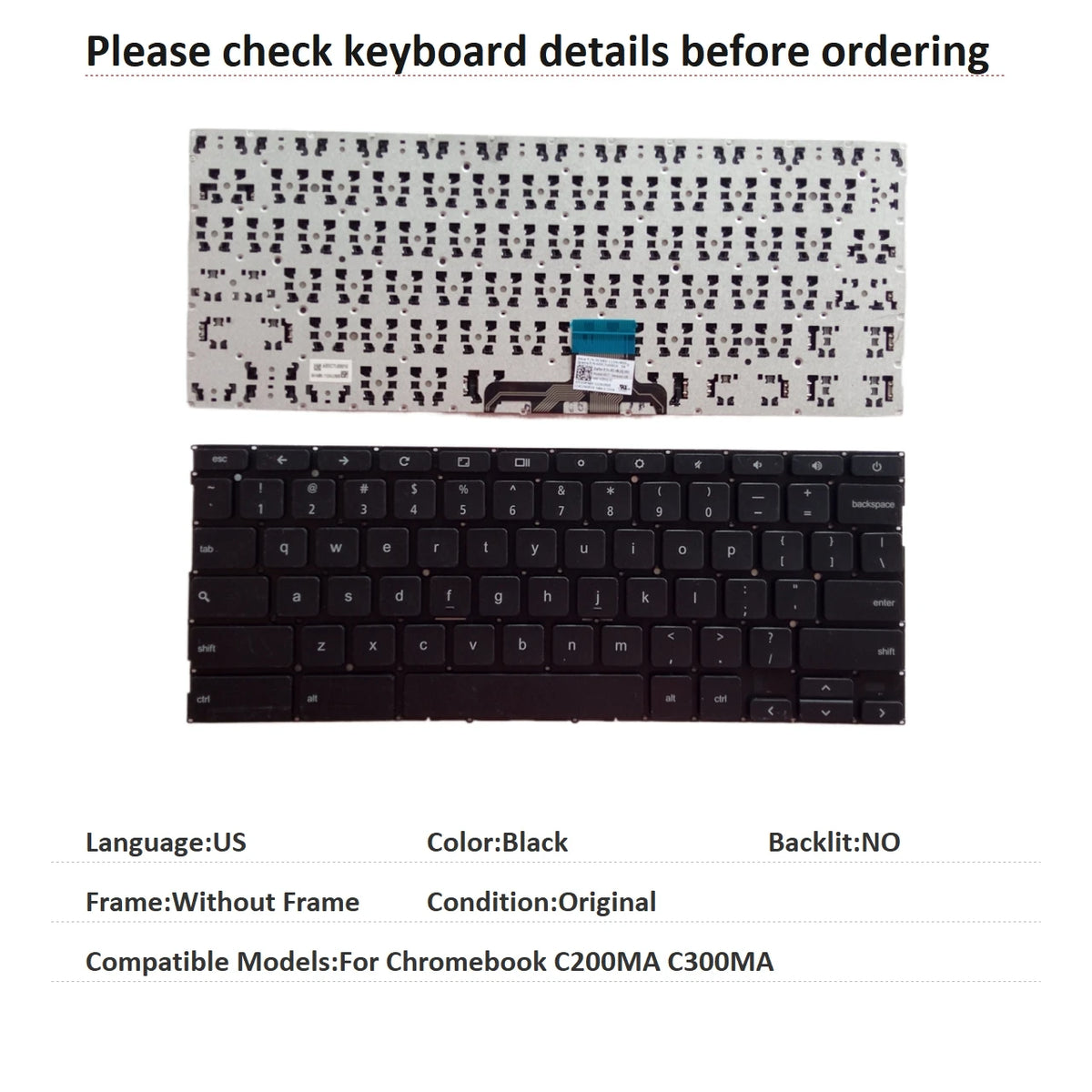 New US Language  Chromebook Keyboard For ASUS Chromebook C200MA C300MA Notebook PC Replacement Keyboard ASUS laptop repair parts